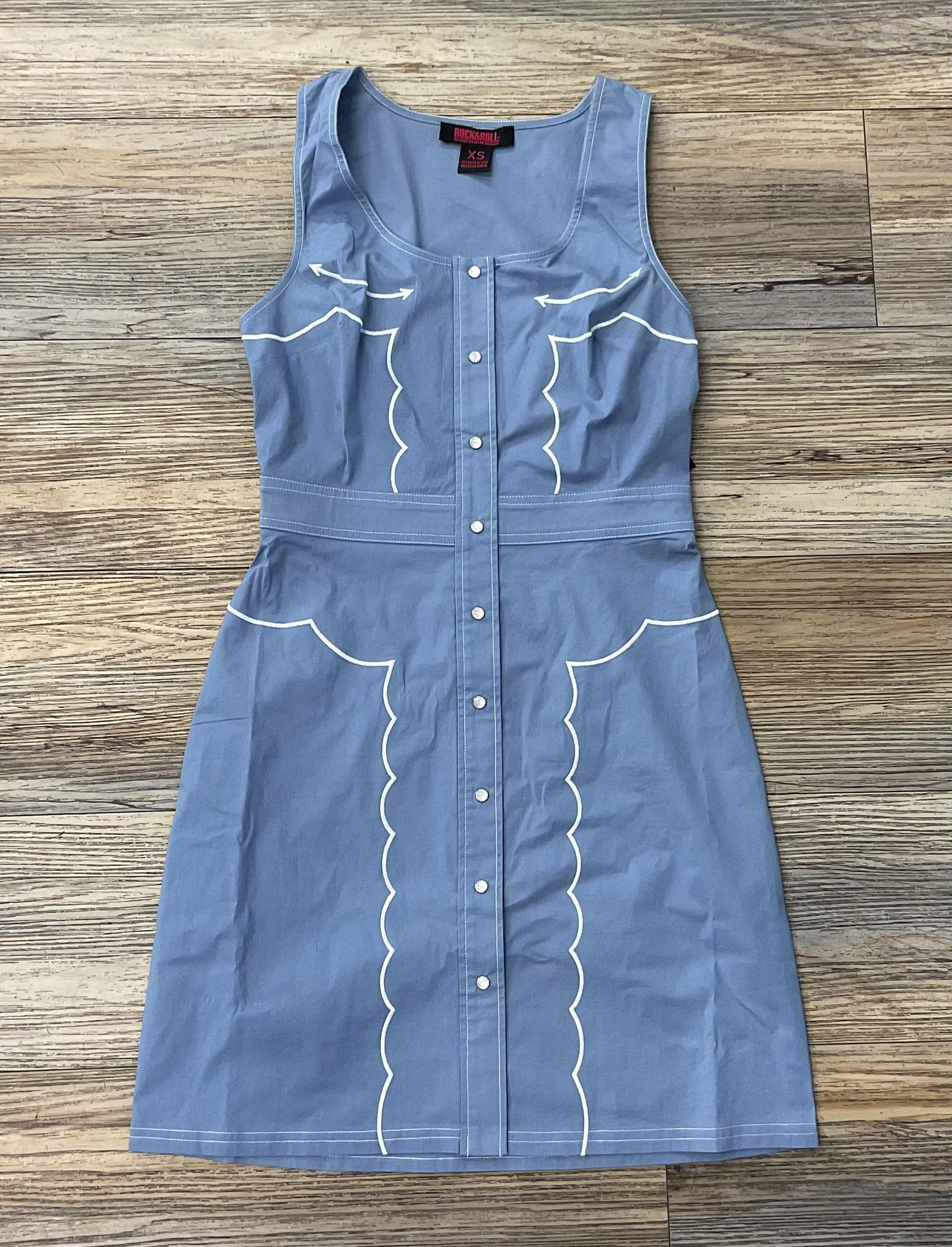 WOMEN’S ROCK & ROLL EMBROIDERED CERULEAN DRESS | BWD0R06674