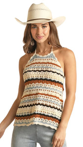 WOMAN KNITTED HALTER TANK ROCK & ROLL |RRWT20RZON