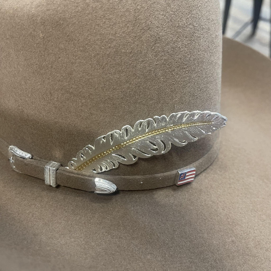 SILVER FEATHER FOR COWBOY HAT