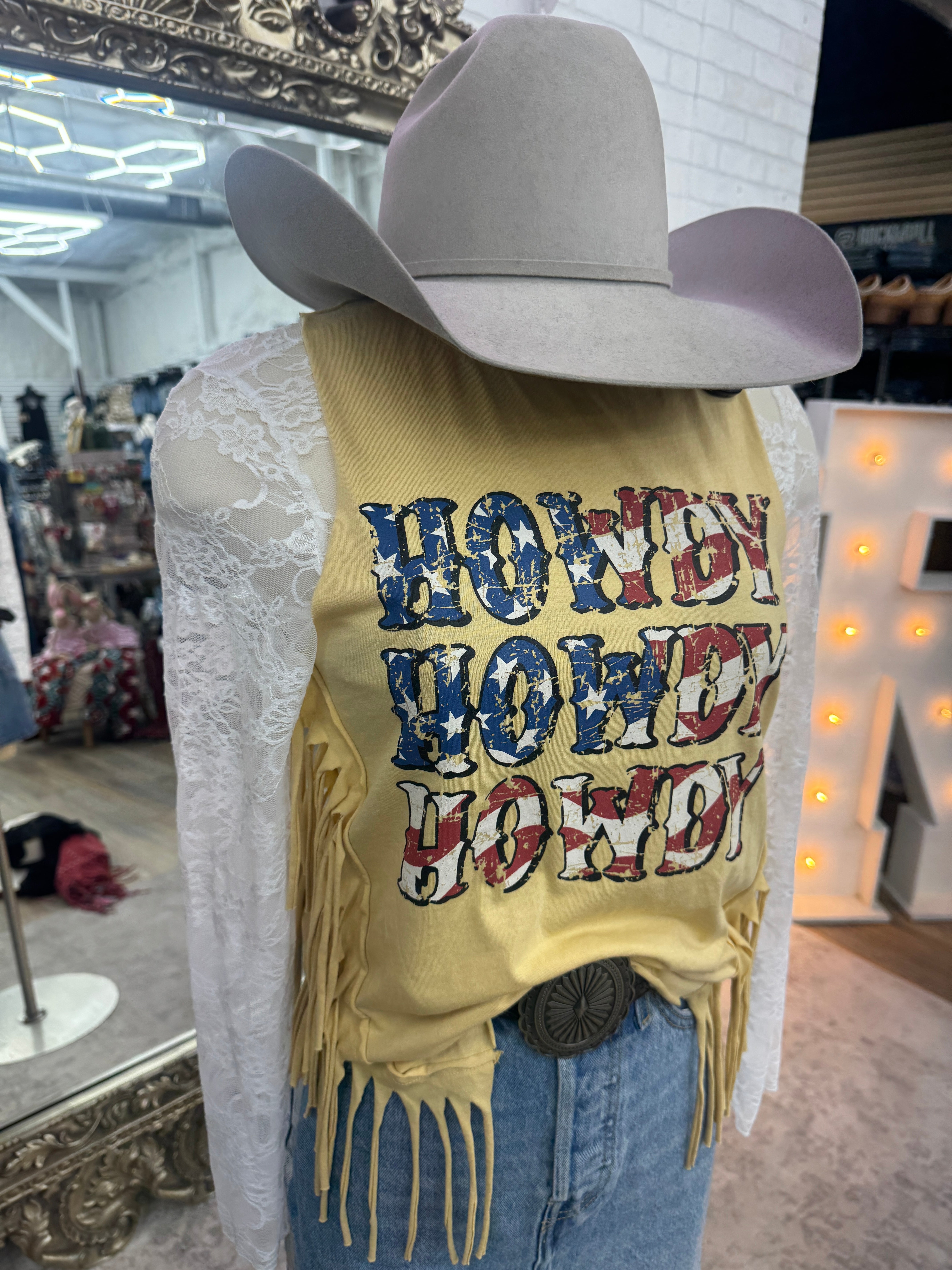 Womens fringe tank with graphic sunshine | RRWT20R0YJ