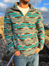 Load image into Gallery viewer, ROCK &amp; ROLL MENS AZTEC PRINT TEAL PULLOVER | BM91C02293
