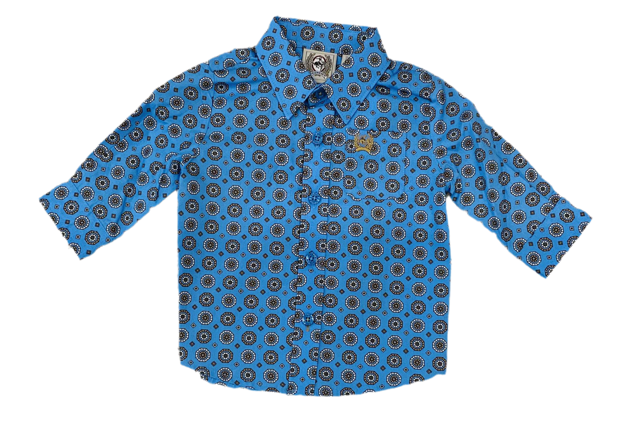 Infants boys long sleeve blue print shirt | MTW7062308