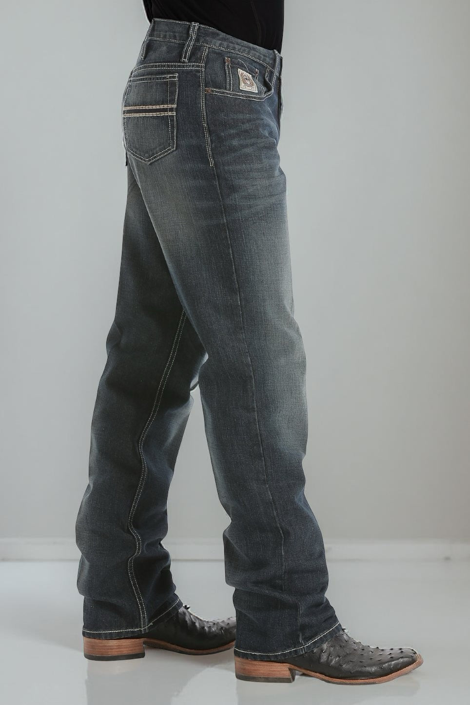 BOOT CUT DARK STONE WASH MENS RELAXED FIT WHITE LABEL JEANS MB92834019 WHITE LABEL