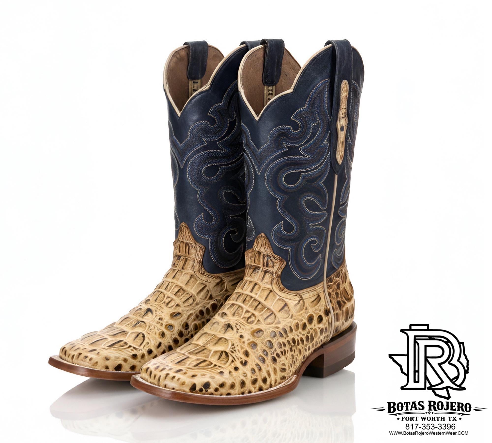 CAIMAN HORNBACK ORIX PRINT MEN WESTERN SQUARE TOE BOOTS – Botas Rojero