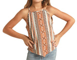 WOMAN ROCK & ROLL AZTEC STRIPE PRINT TANK |RRGT20RZOL