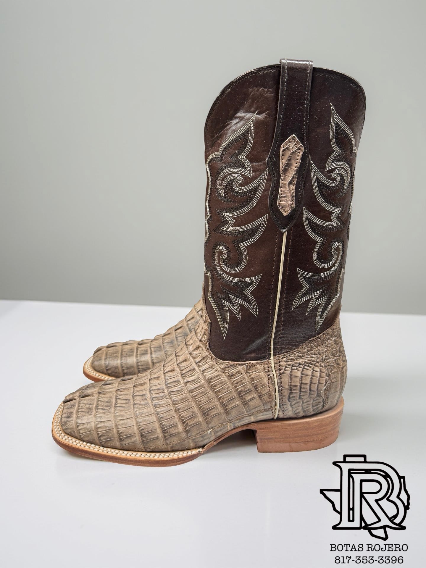 “ TAYLOR “ CAIMAN ORIGINAL LEATHER TAIL COLOR CIGAR MEN SQUARE TOE WESTERN BOOTS