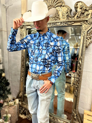 ROCK & ROLL  MENS AZTEC PRINT LONG SLEEVE SNAP SHIRT | VMN2S02518