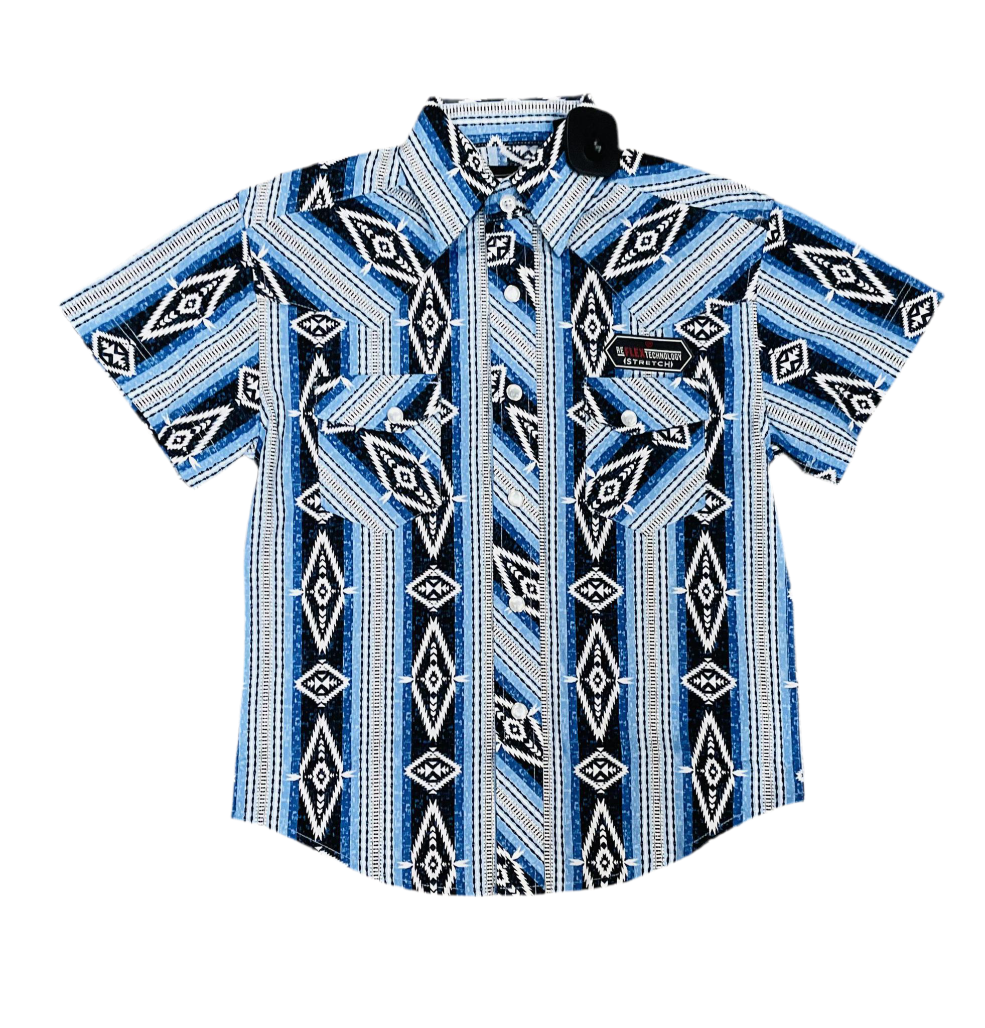 BOY’S ROCK & ROLL BLUE AZTEC STRIPE PRINT SHORT SLEEVE SHIRT |BBN3S06491
