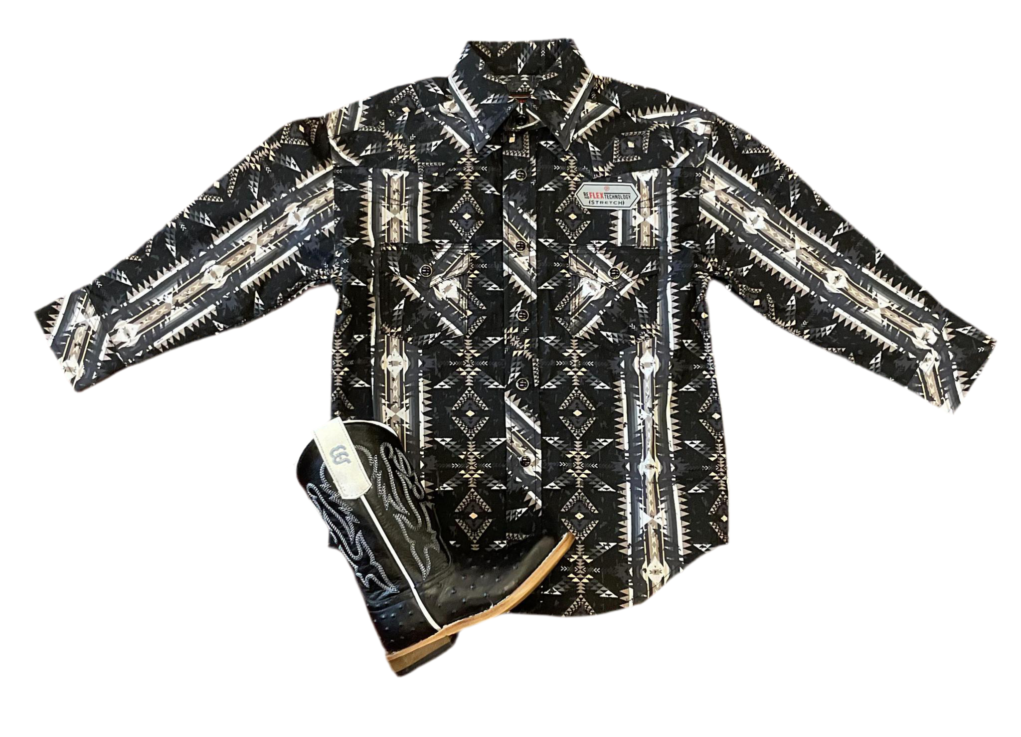BOYS ROCK AND ROLL BLACK AZTEC LONG SLEEVE (RRBS2SRZ7H)