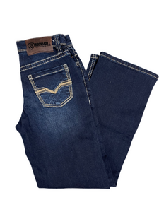 BOYS ROCK & ROLL REF BROWN LEATHER POCKET JEANS DARK WASH |RRBD0BRYWL