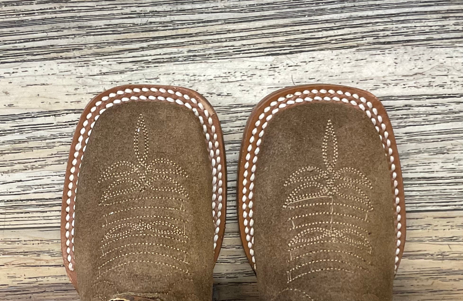 KIDS ROUGH OUT BOOTS CAMEL SQUARE TOE