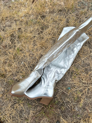MELANIE METALLIC SILVER BOOTS