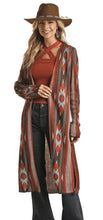 Load image into Gallery viewer, WOMEN AZTEC SWEATER DUSTER RUST  |RRWT95R04N