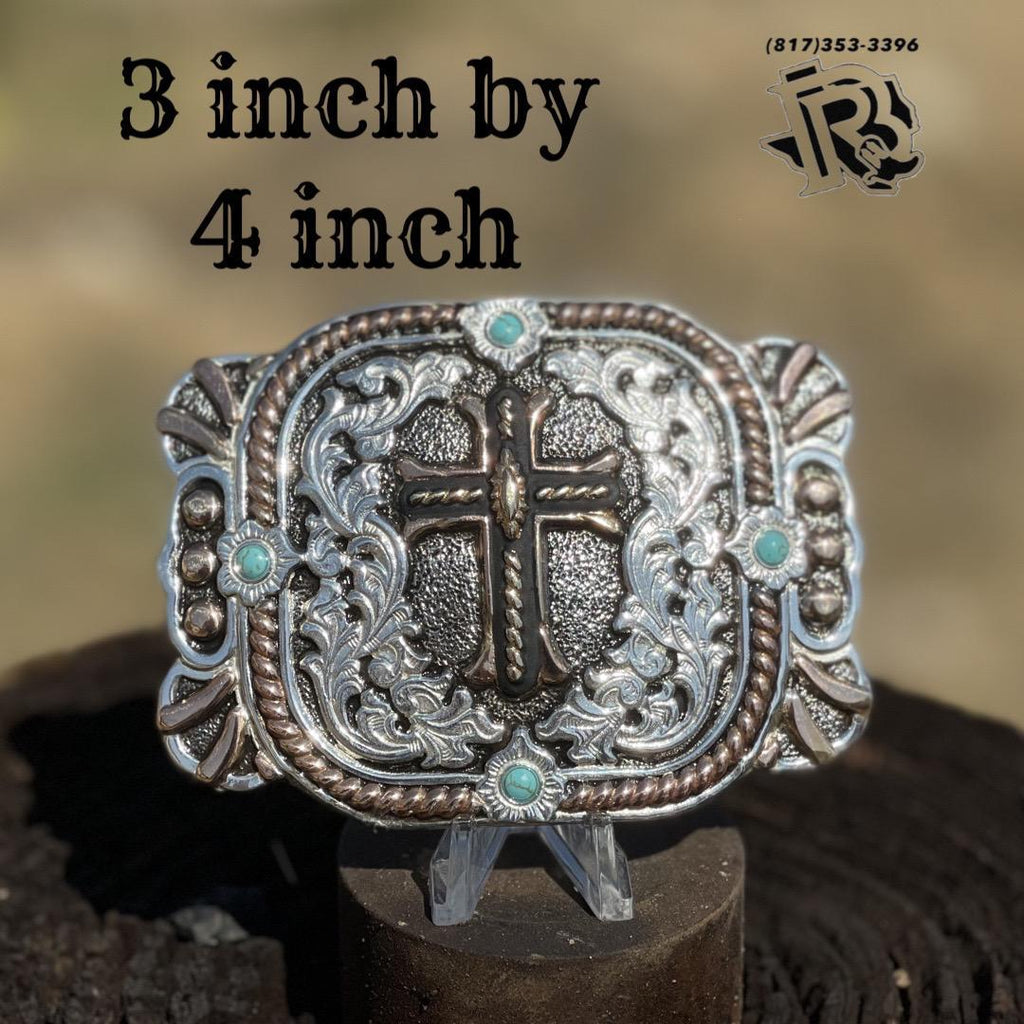 “ CROSS “ | Crumrine C10104 Filigree Design Rectangle Buckle 4.25 x 3.25 in.