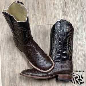 “ CHRIS “ | MEN WESTERN BOOTS OSTRICH PRINT CHOCOLATE