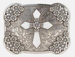 Nocona Western Womens Rectangle Belt Buckle Cross Floral Silver |37928