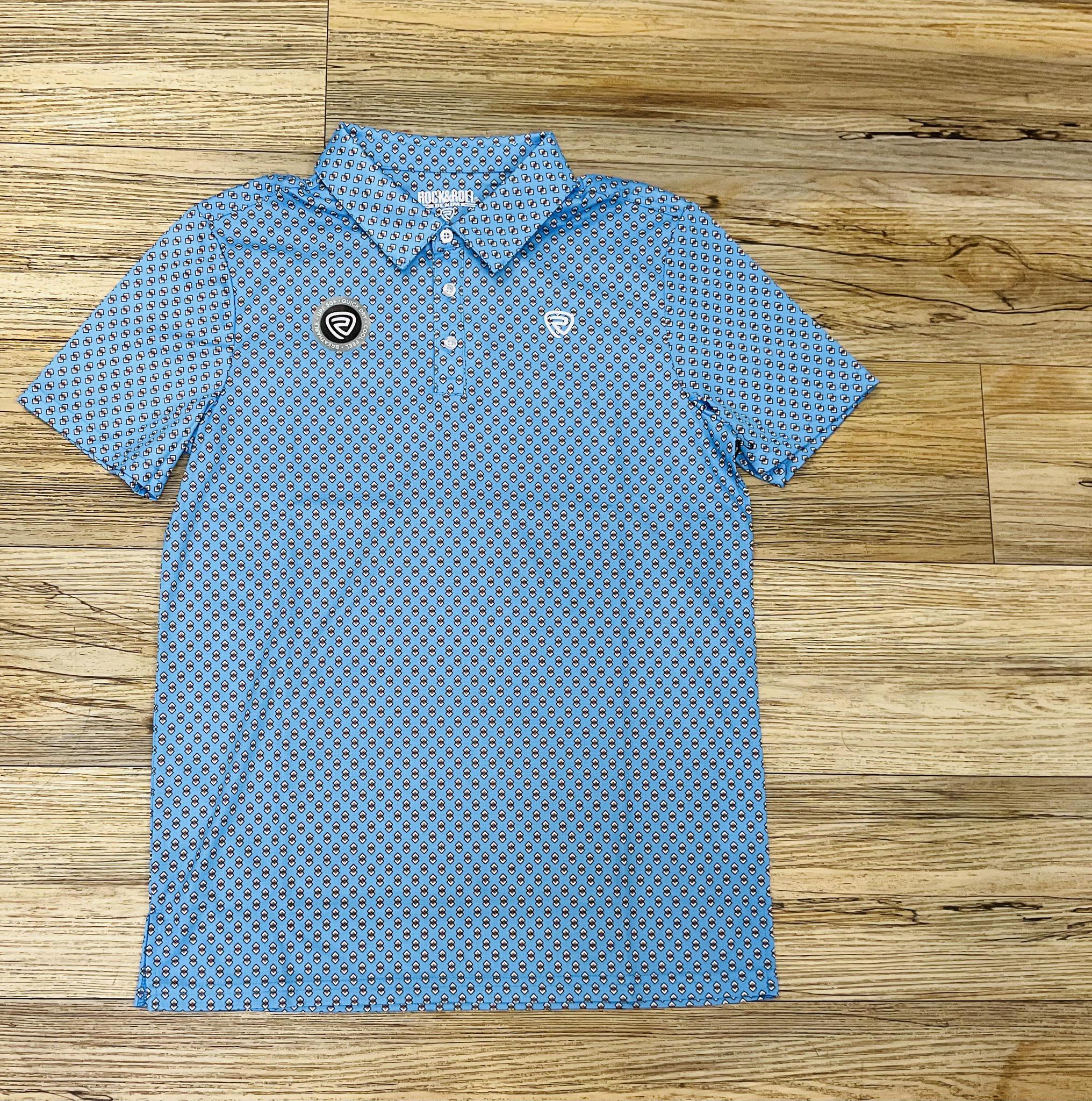 ‘’NOEL’’ MEN’S ROCK & ROLL  BLUE GEO PRINTED POLO |BM51T06613