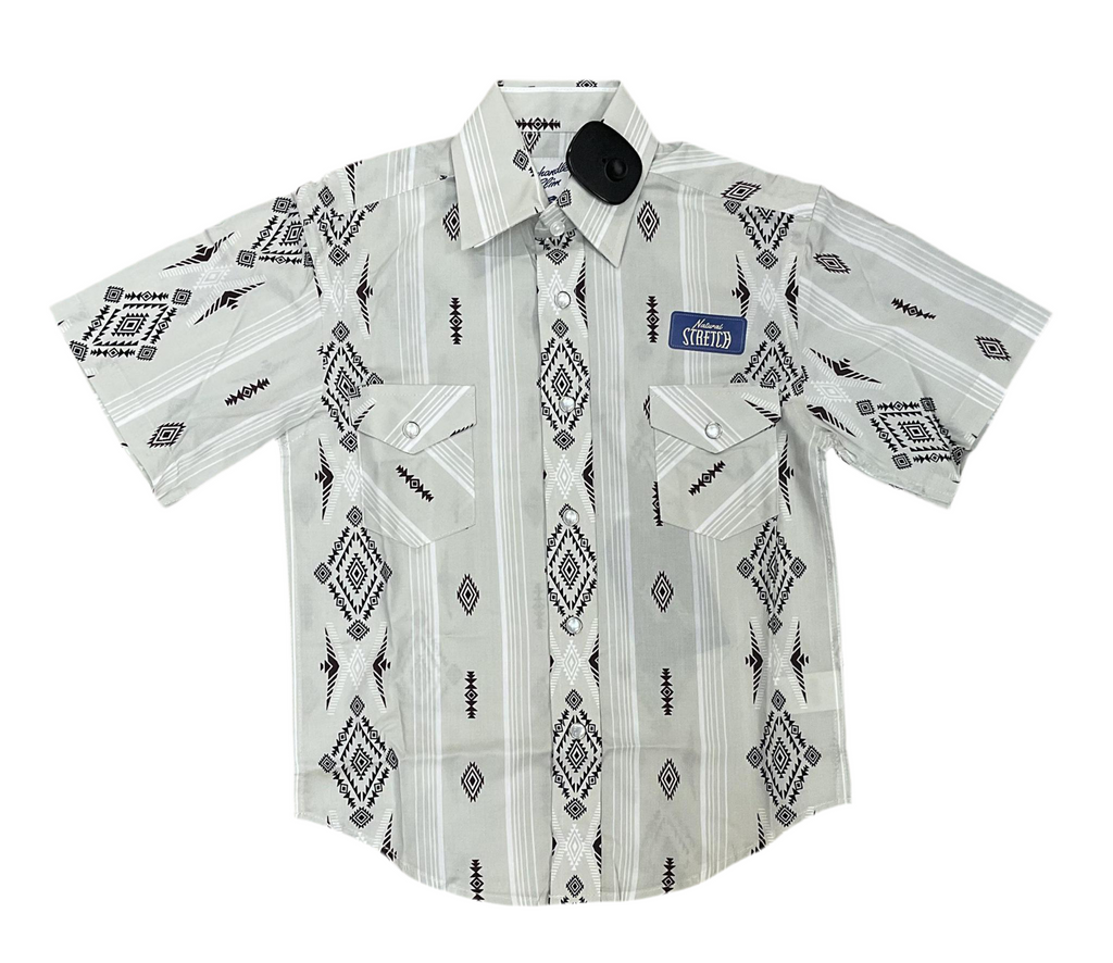 BOY’S ROCK & ROLL LIGHT GREY SHORT SLEEVE SHIRT |PBN3S06585