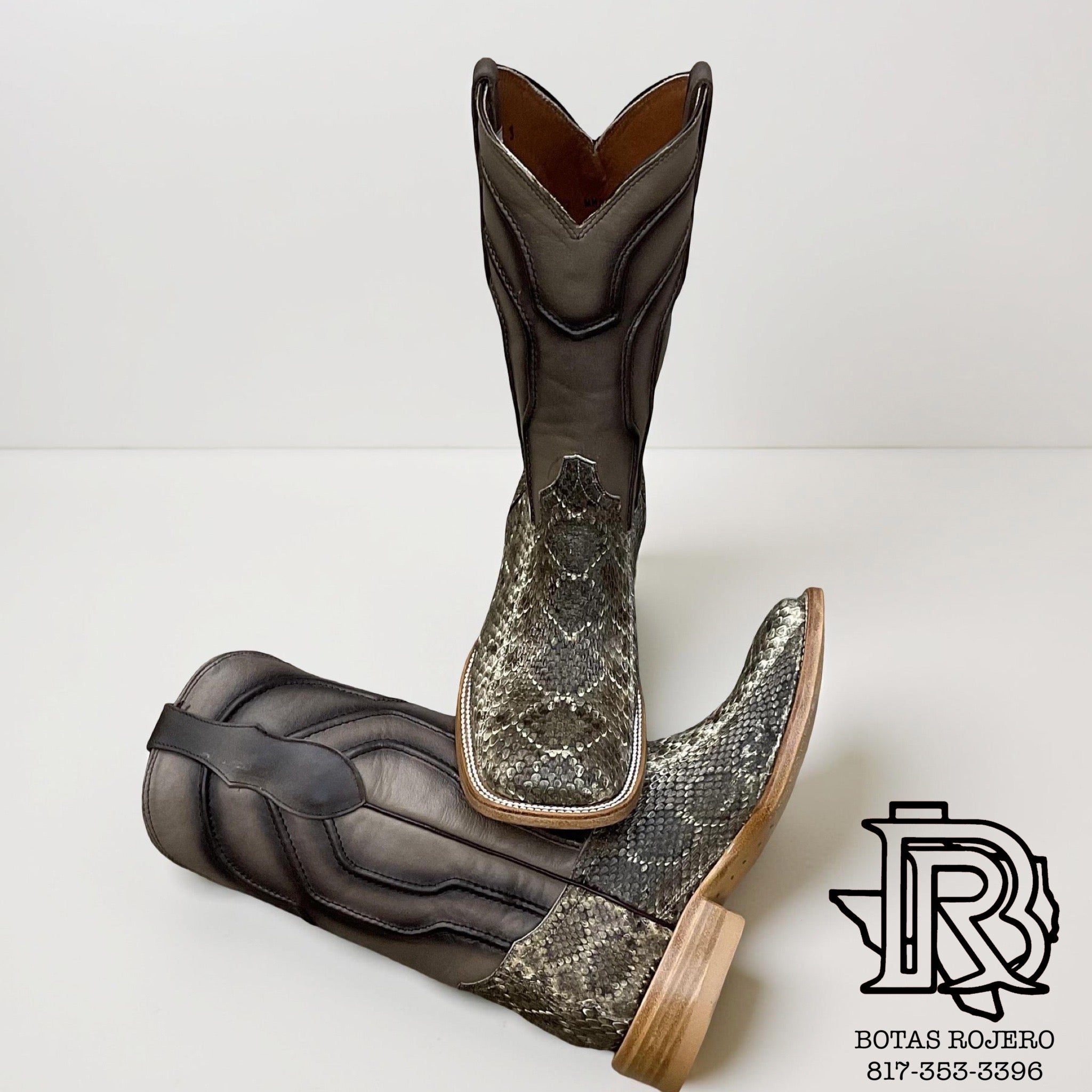 ‘’OLIVER’’ MENS RATTLESNAKE SQUARE TOE BOOTS