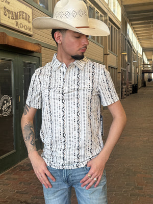 MEN’S ROCK & ROLL NATURAL AZTEC PRINTED POLO | BM51T06004