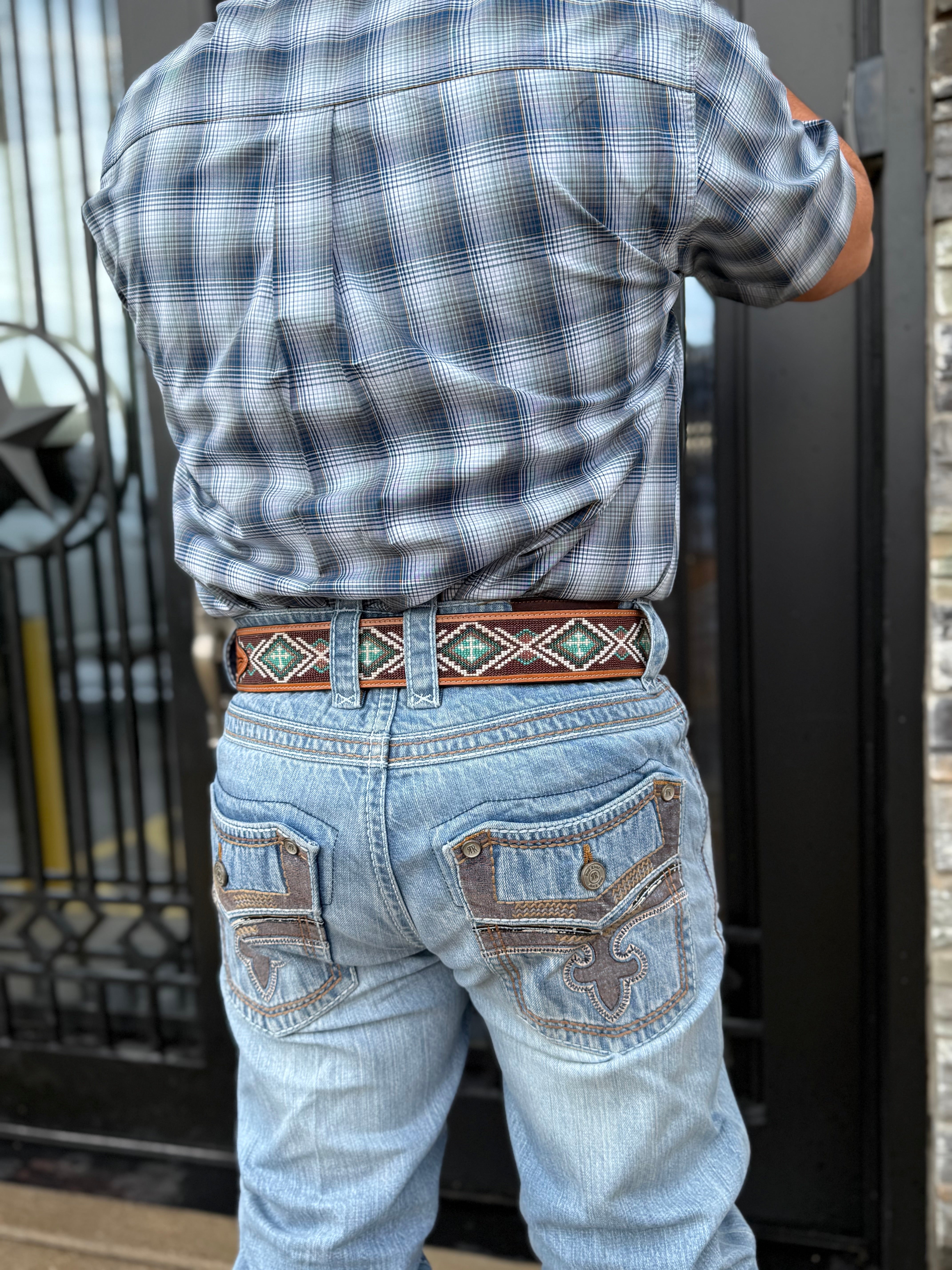 “ WALTER “ | 2 INCH IRON SPUR ™️ MEN WESTERN BELT BEADED CROSS