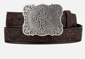 ANNA'' Nocona Western Girls Youth Belt Leather Embossed