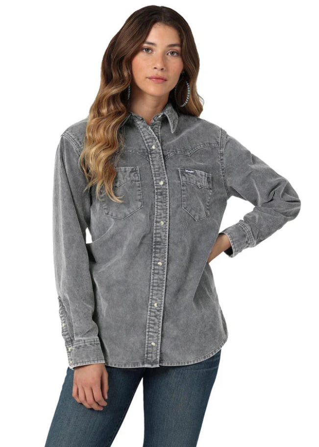 WOMEMS WRANGLER RETRO AMAERICAN SHIRT BLACK | 112336505