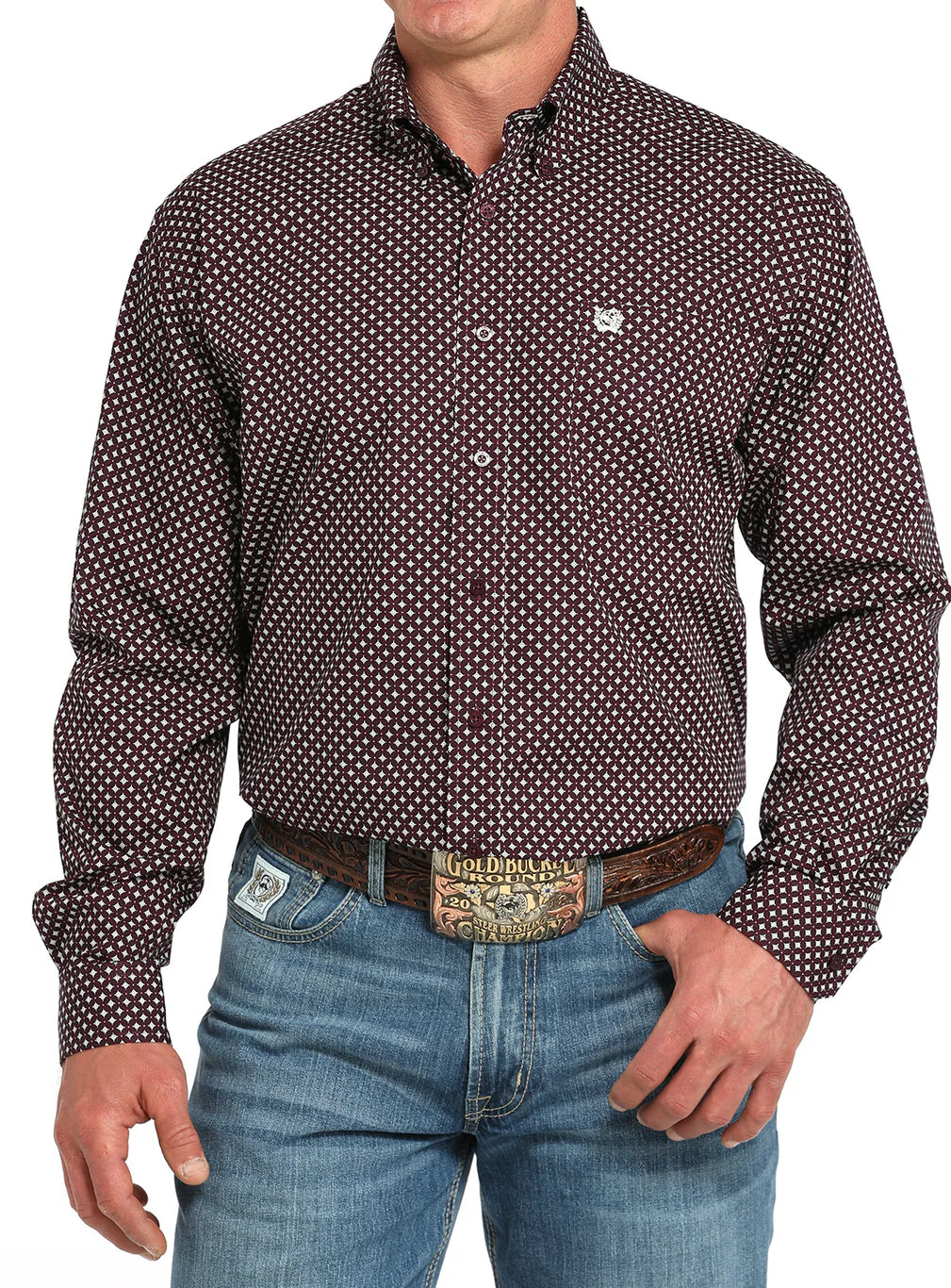 CINCH MENS LONG SLEEVE PURPLE SHIRT |MTW1105920