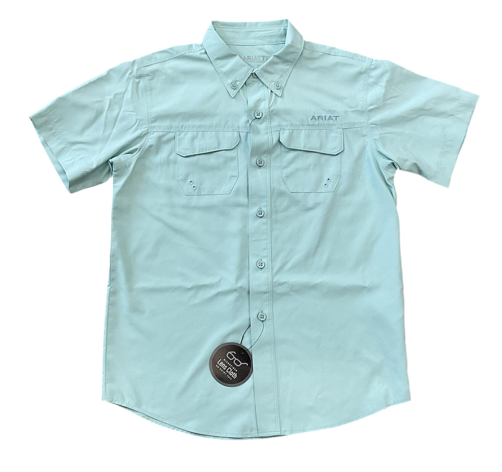 Boys Ariat Venttek outbound Aqua short sleeve shirt | 10055419