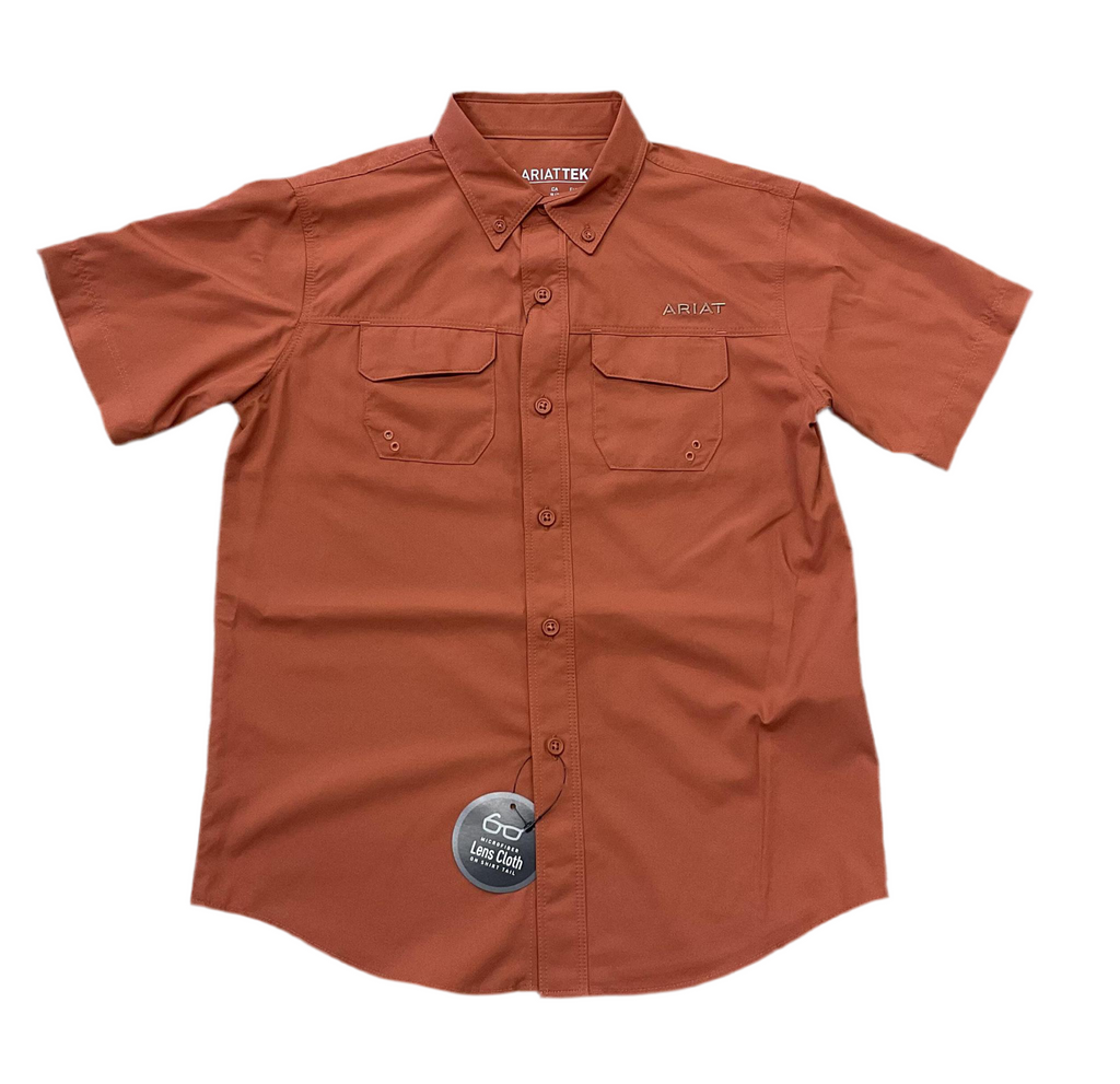 Ariat Boys VENTTEK Outbound short sleeve Baked Clay shirt |10055420