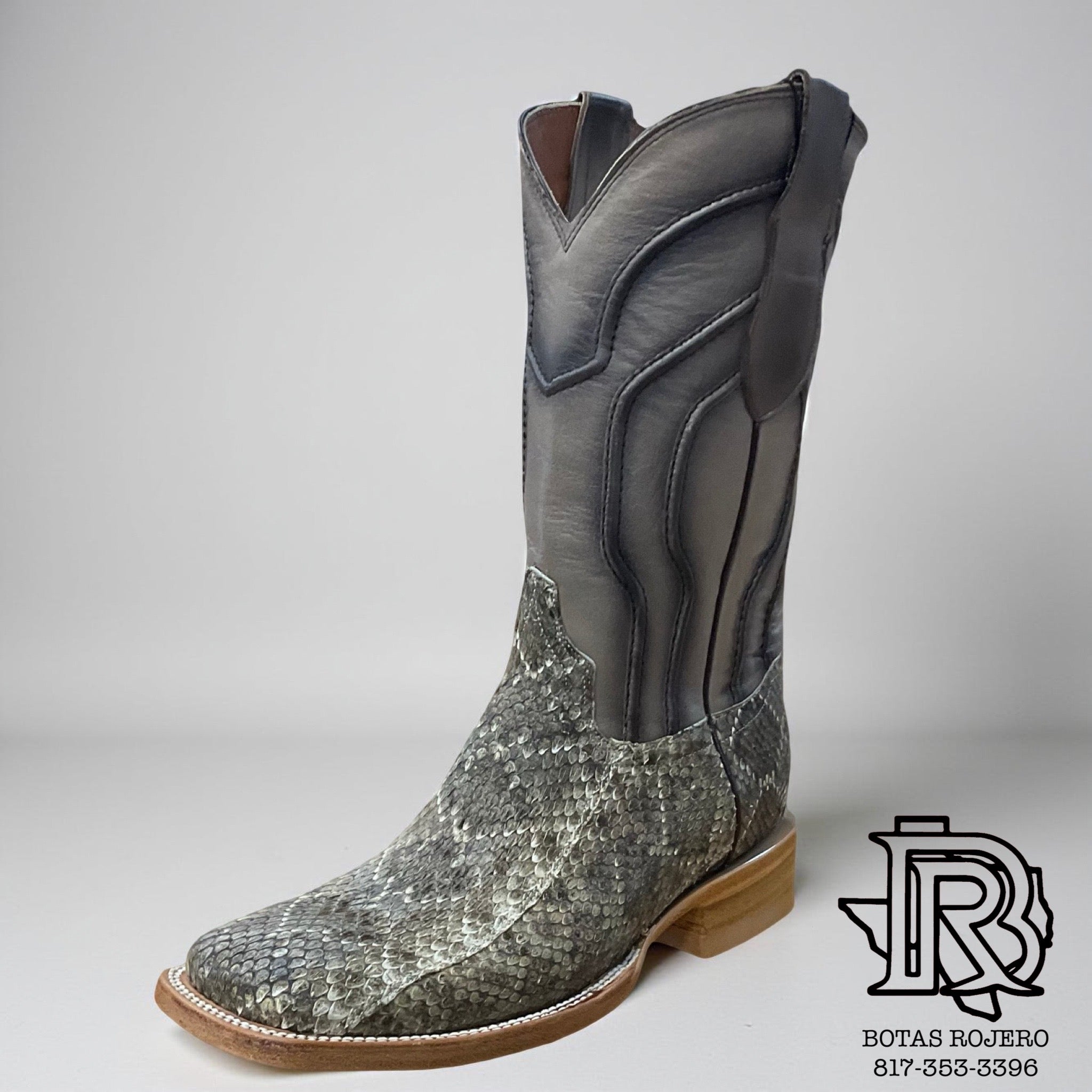 ‘’OLIVER’’ MENS RATTLESNAKE SQUARE TOE BOOTS