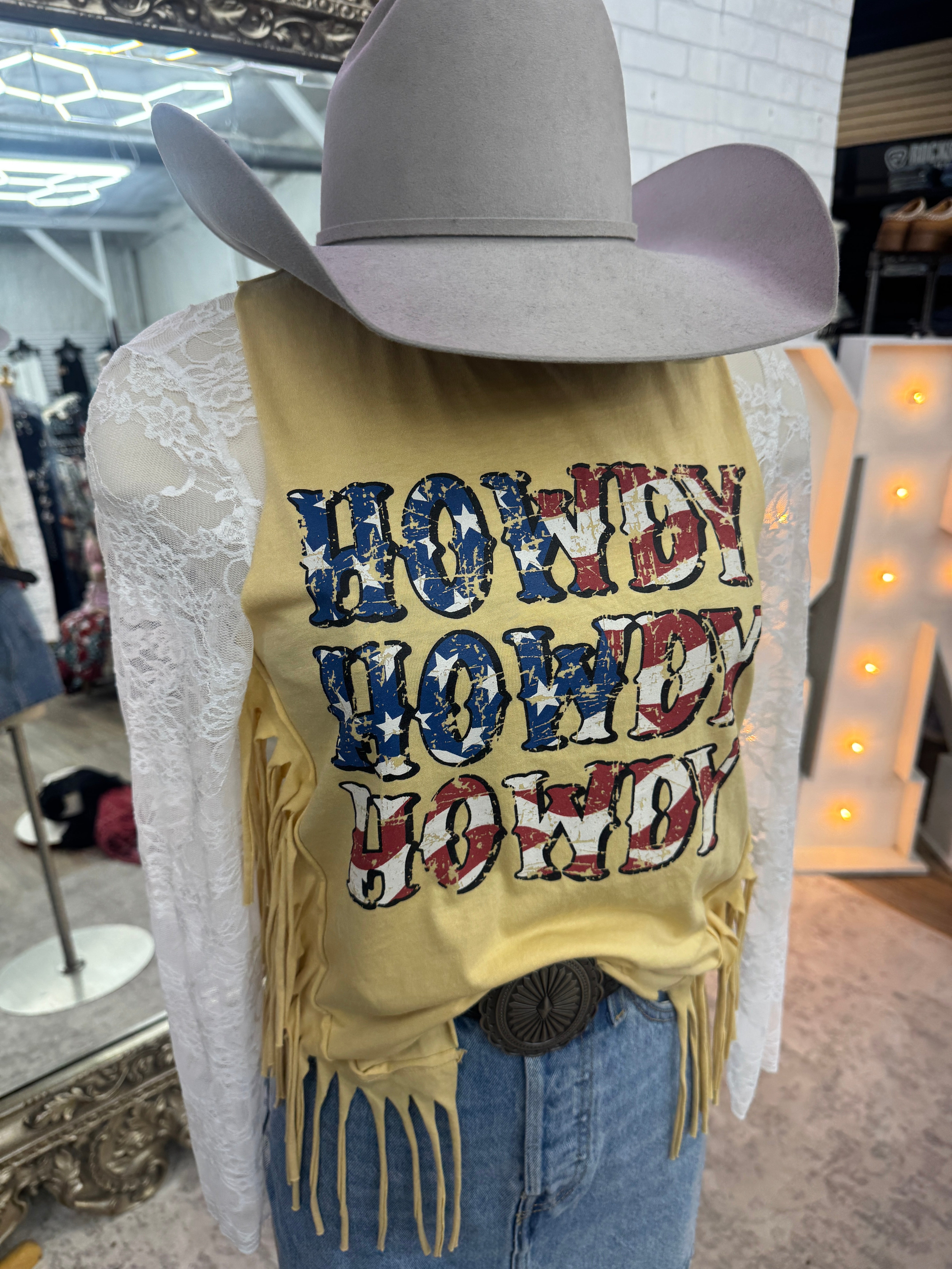 Womens fringe tank with graphic sunshine | RRWT20R0YJ