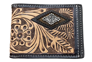 3D Western Money Clip Mens Bifold Calf Hair Underlay Brown |D250016002