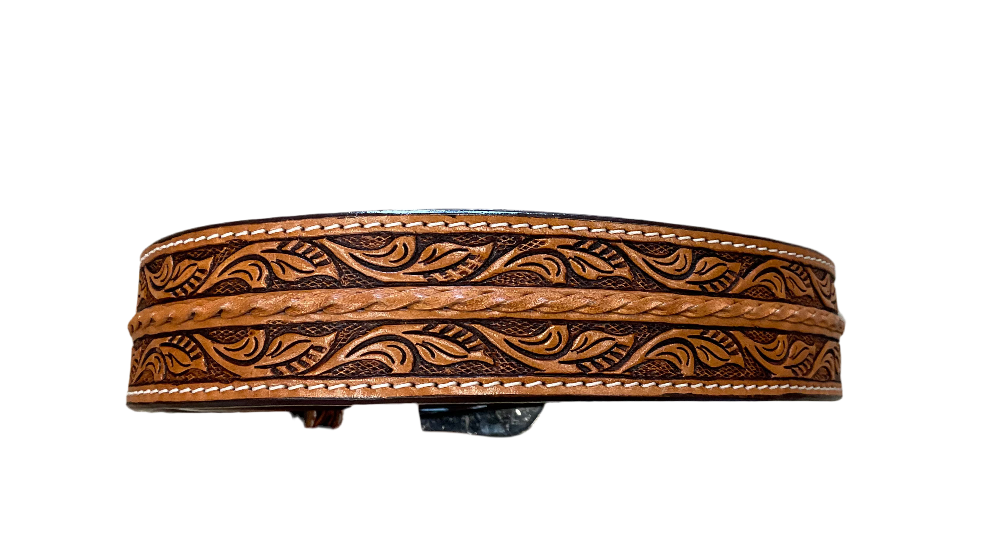 TWISTED X MENS FLORAL CARVING BRAIDED BELT | XWB661