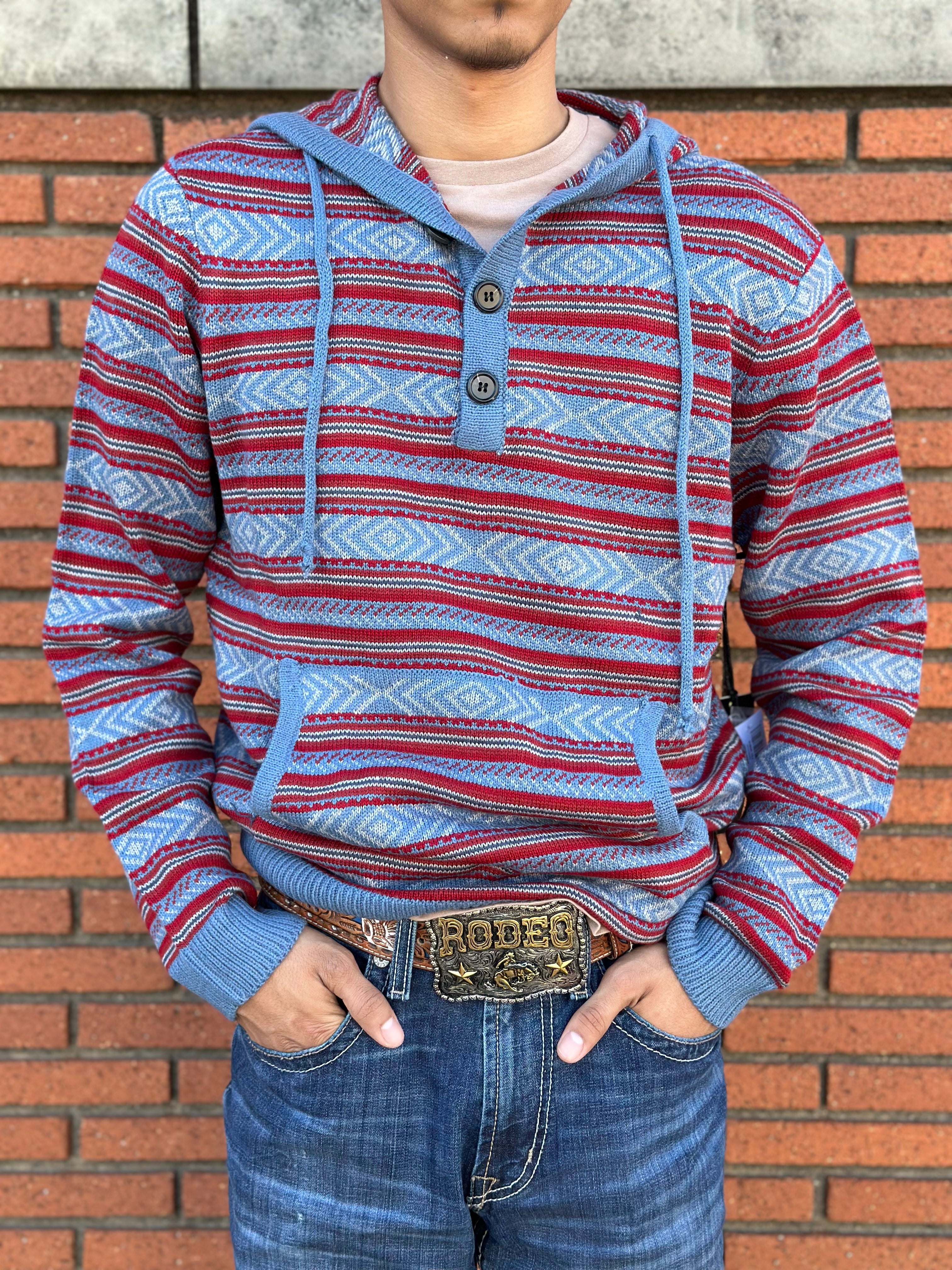 ROCK & ROLL MENS SWEATER HOODIE BLUE | BM94T02087