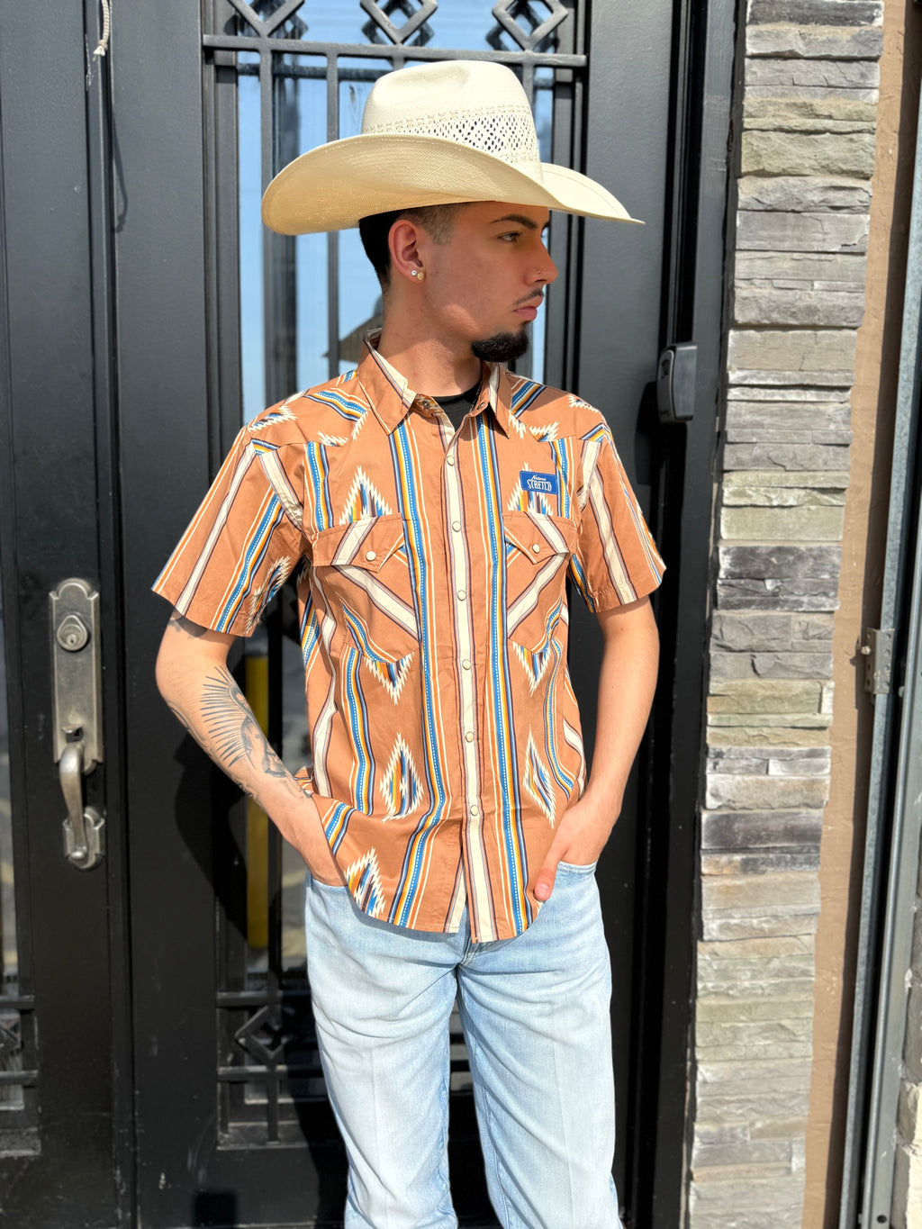 MEN’S PANHANDLE CAMEL SNAP SHORT SLEEVE SHIRT |PMN3S06578