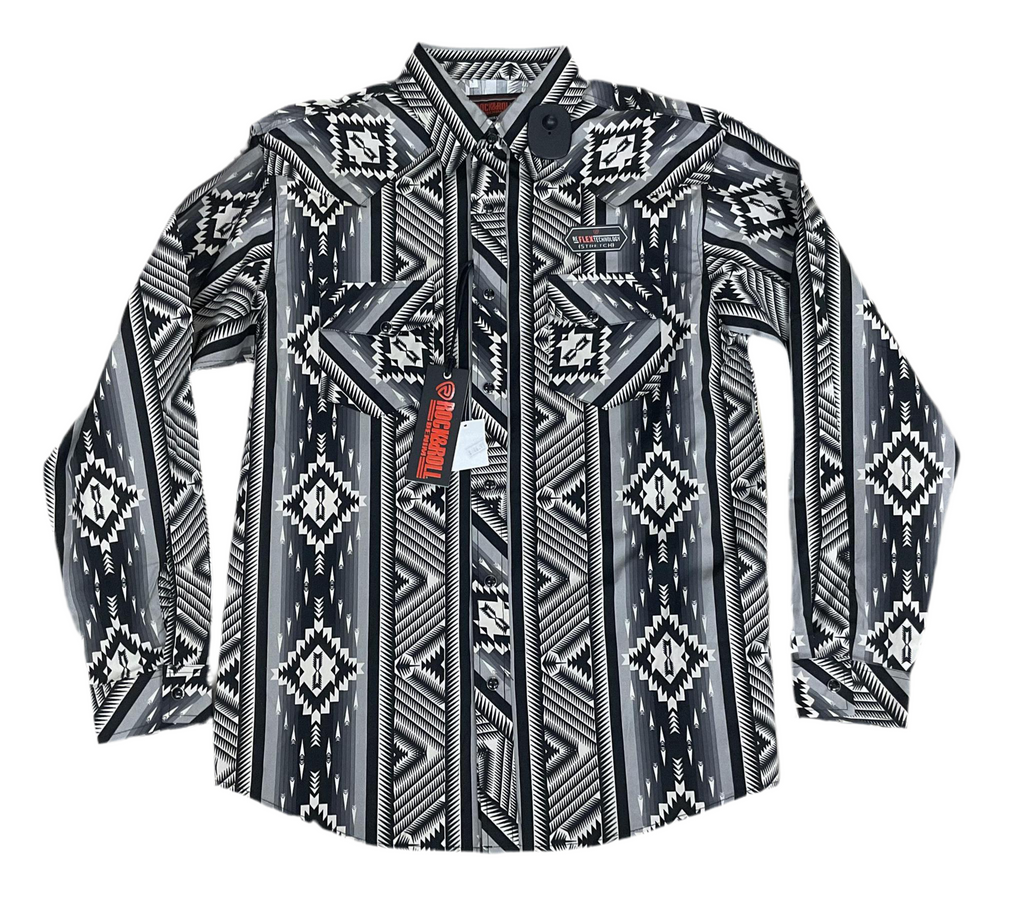 BOYS ROCK & ROLL BLACK LONG SLEEVE SHIRT | BBN2S02166