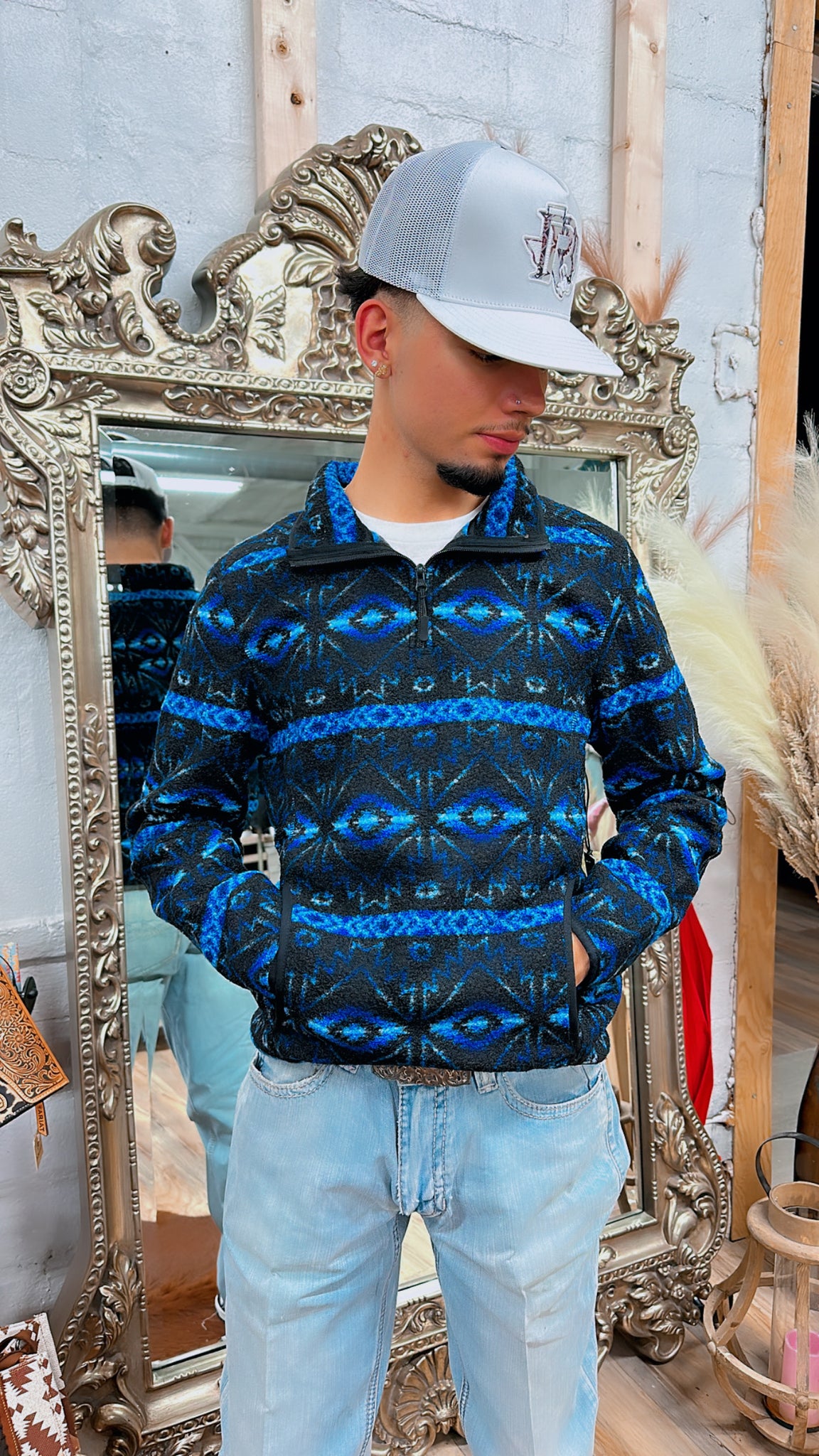 ROCK ROLL MENS AZTEC PULLOVER BLUE BM91C01939 Botas Rojero
