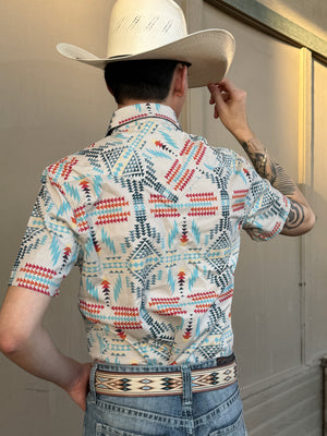 MEN’S ROCK & ROLL NATURAL AZTEC PRINT SHORT SLEEVE SHIRT|BMN3S05847