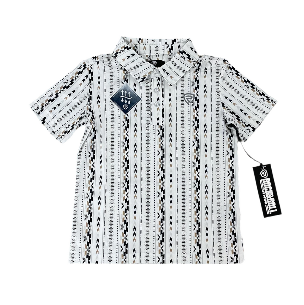 BOY’S ROCK & ROLL NATURAL AZTEC PRINTED POLO | BB51T06004