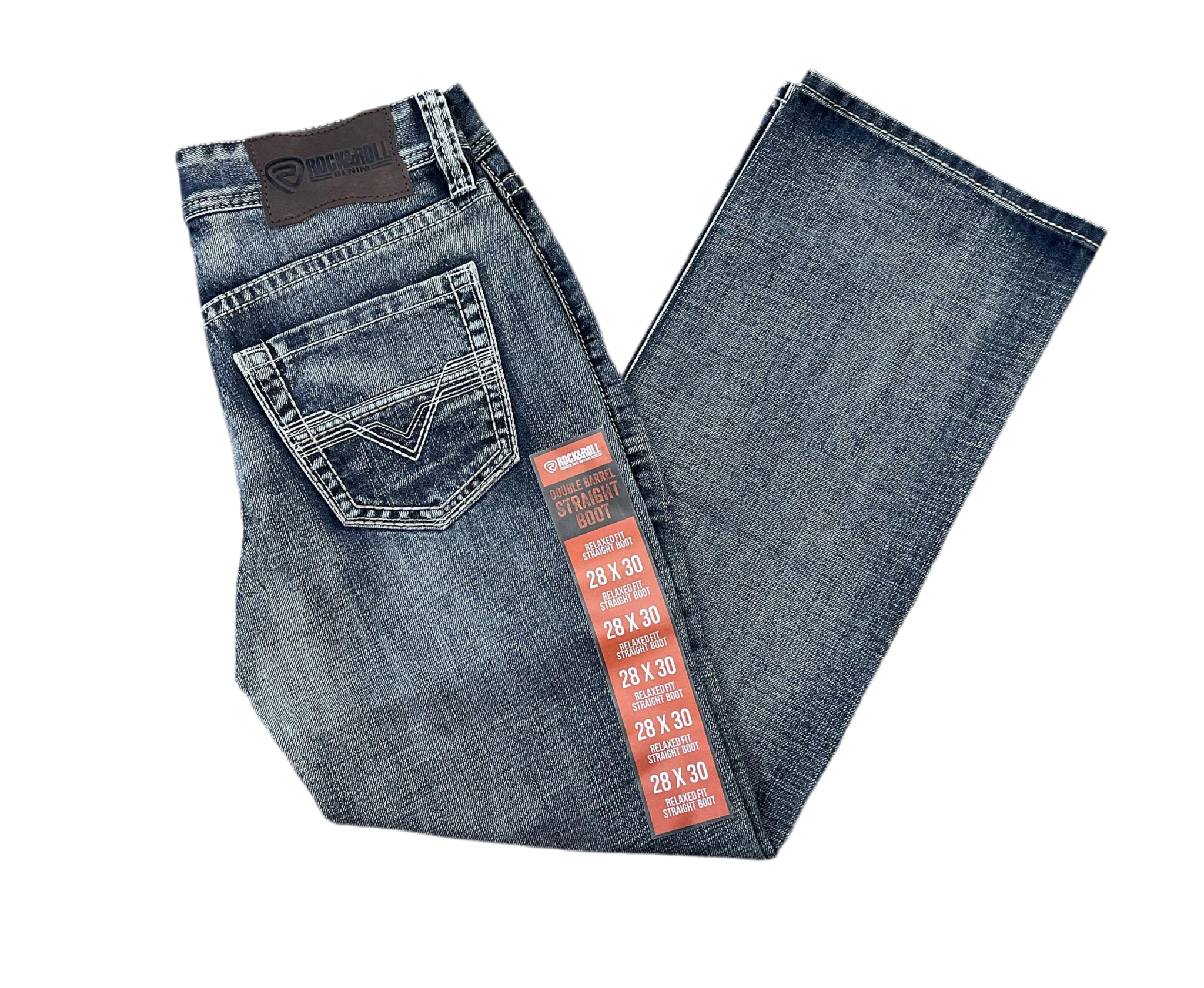 ‘’Dallas’’ Men’s Rock & Roll Two Tone Relaxed Fit Straight Boot Jeans | BM0SD07350 red label