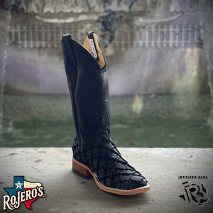 ANDERSON BEAN | FISH BOOT SQUARE TOE MEN WESTERN BOOTS MATTE BLACK STYLE :