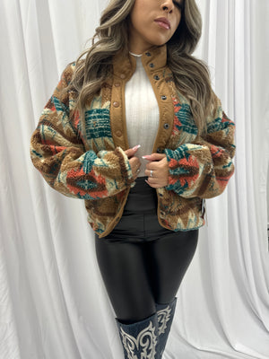 Rock & Roll Womens Printed Sherpa Jacket - BW92C02736