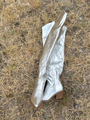 MELANIE METALLIC SILVER BOOTS