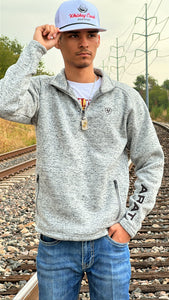 Ariat Men's Caldwell Sandy Grey 1/4 Zip Sweater Pullover| 10046490