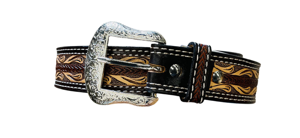 TWISTED MENS BROWN WESTERN TOOLED  BELT| XBT1170