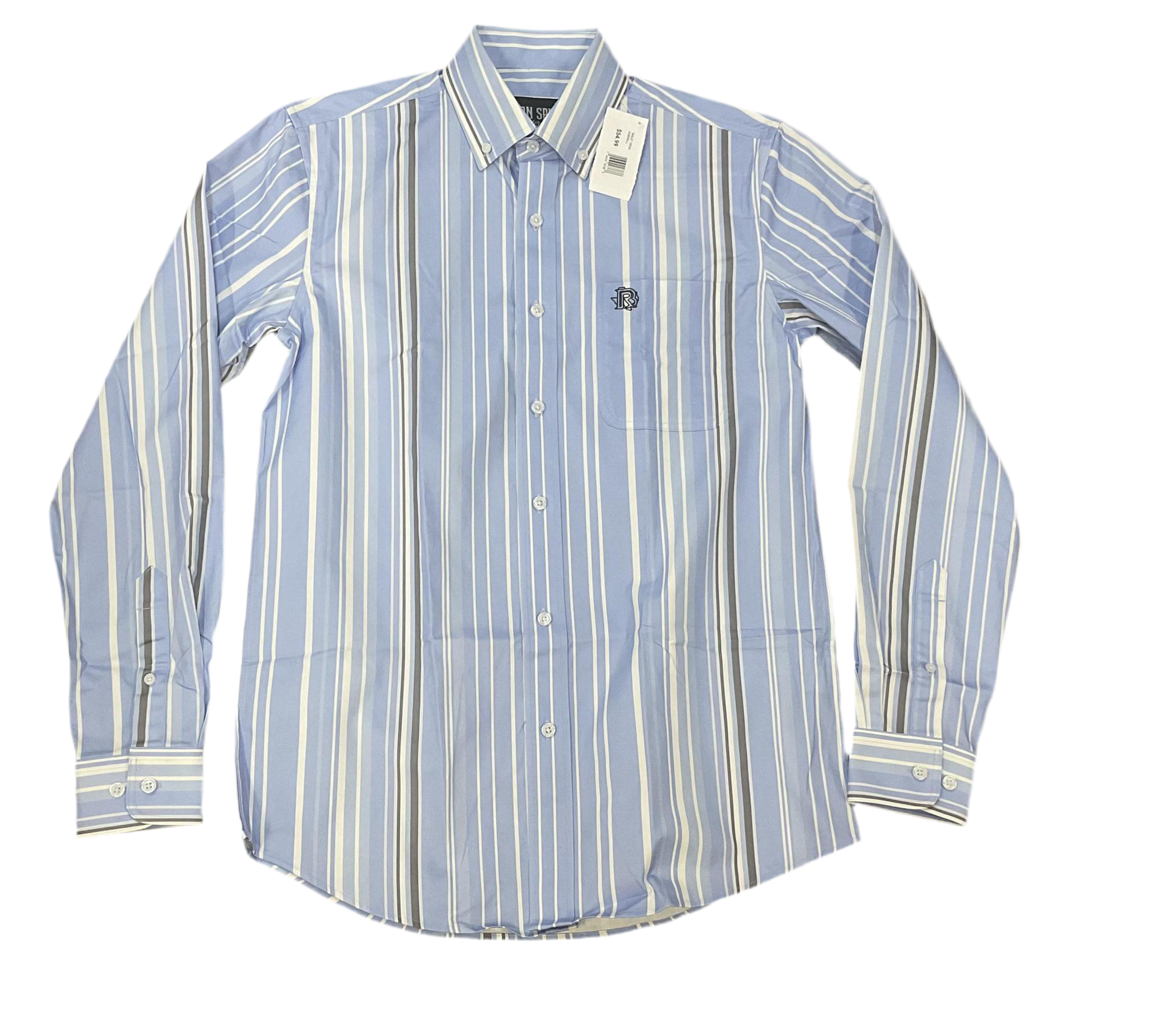 ‘’ARLO’’ IRON SPUR WESTERN CO.|MEN’S BLUE/PINK LONG SLEEVE STRIPE SHIRT