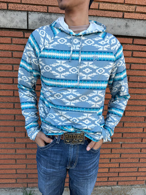 ROCK & ROLL :MENS PRINTED PERFORMANCE LIGHT GREY HOODIE | BM94T02083