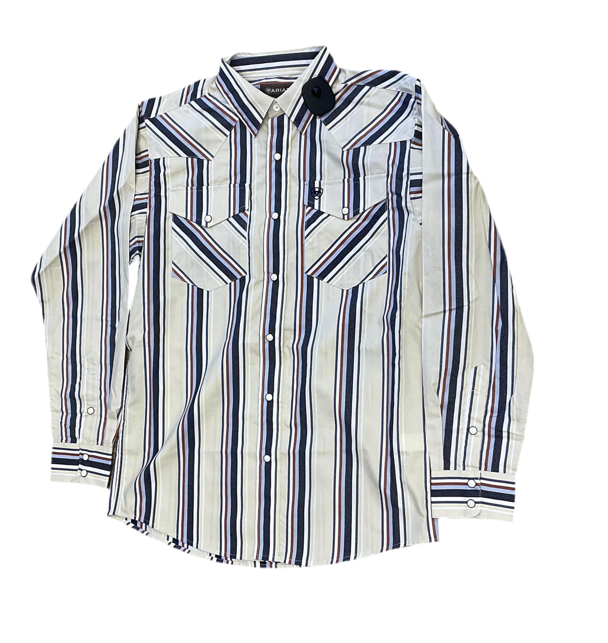 Mens ariat Phillip snap long sleeve beige shirt | 10048435