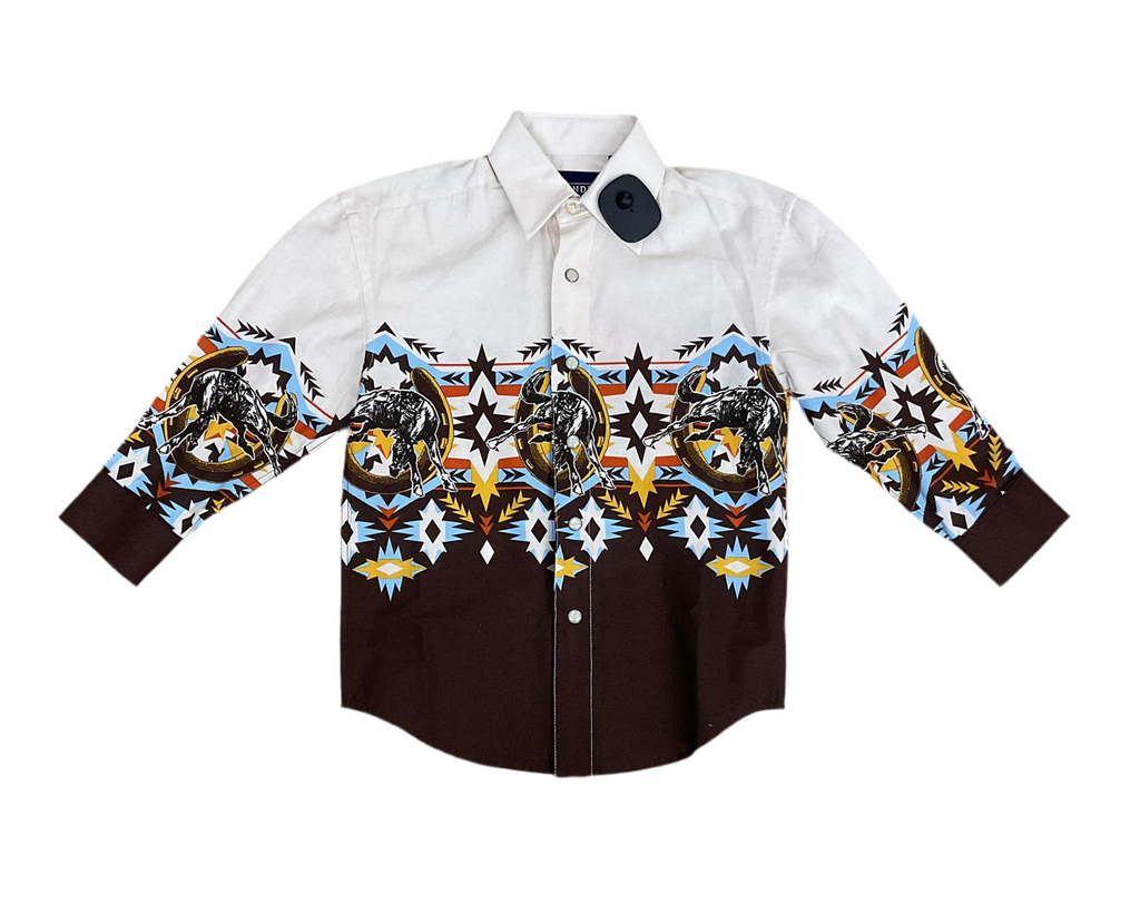 BOYS PANHANDLE LONG SLEEVE SHIRT AZTEC BORDER NATURAL |PHBSOSRZ5Y